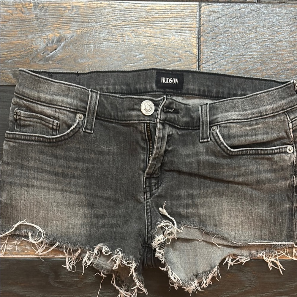 Hudson Black Denim Distressed Shorts